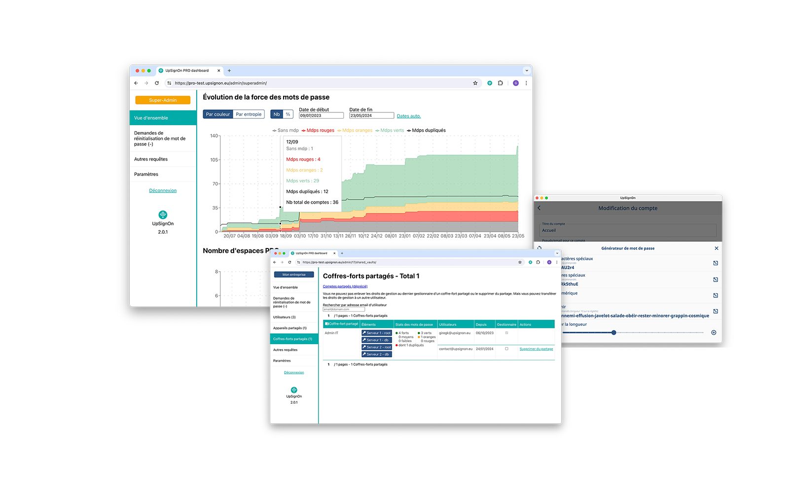 Capture d'écran gestionnaire de mots de passe